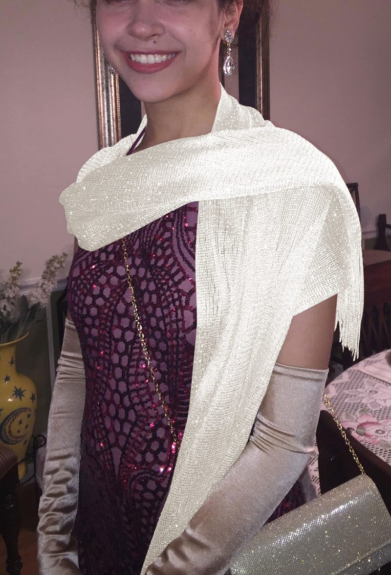 BANETTETA Gold Shawl Shawls and Wraps for Weddings Shawls and Wraps for Evening Dresses Shall for Women Shall (Light Champagne) - Image 2